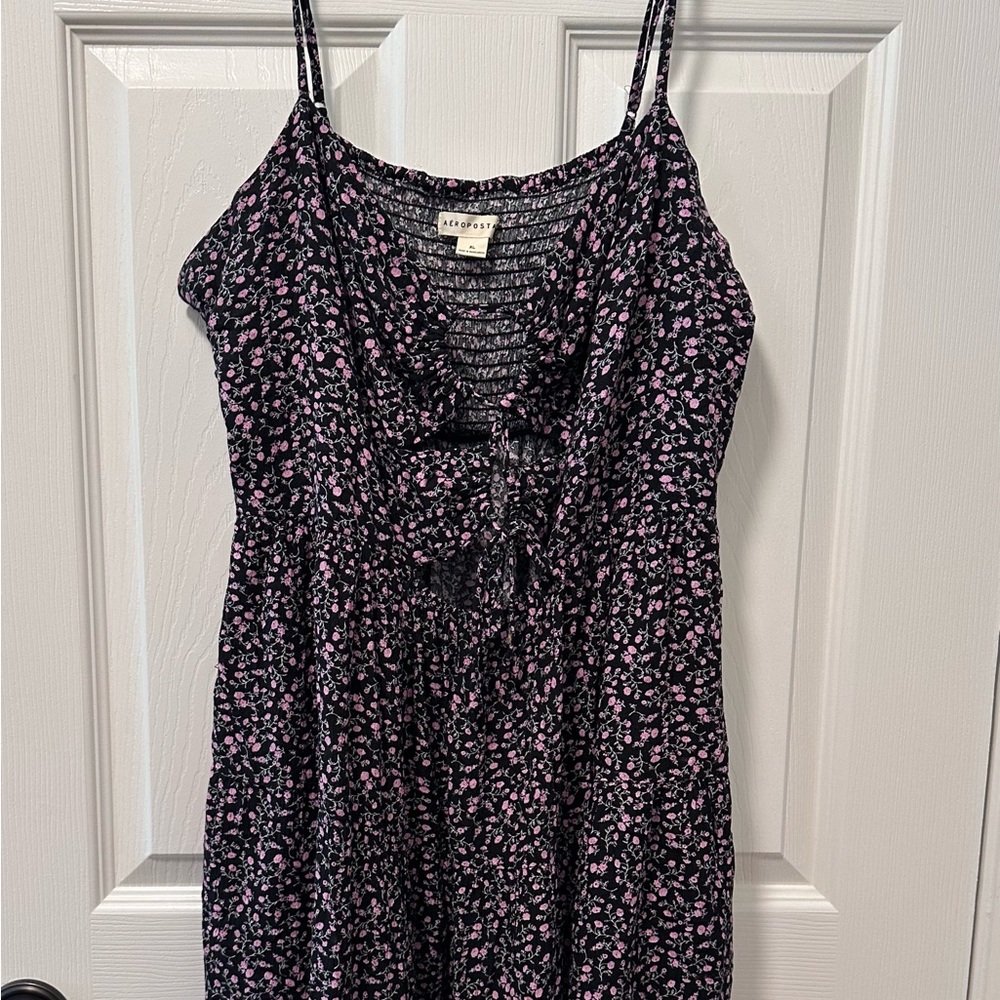 Aeropostale Floral Sweetheart Double Cinch Mini Dress